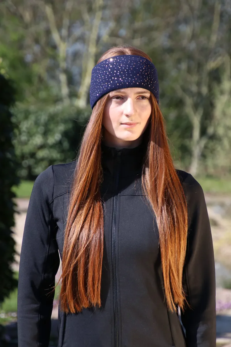 Hy Equestrian Alaska Diamante Headband - Navy/Rose Gold-1